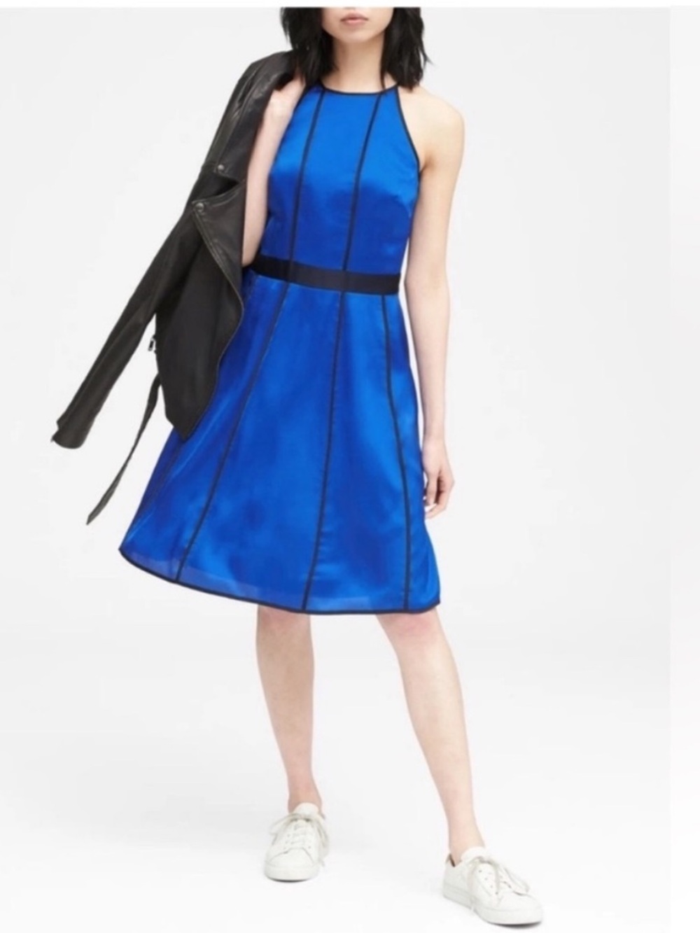 Banana Republic Paneled Fit & Flare Satin Dress. 8P. NWT. $118!